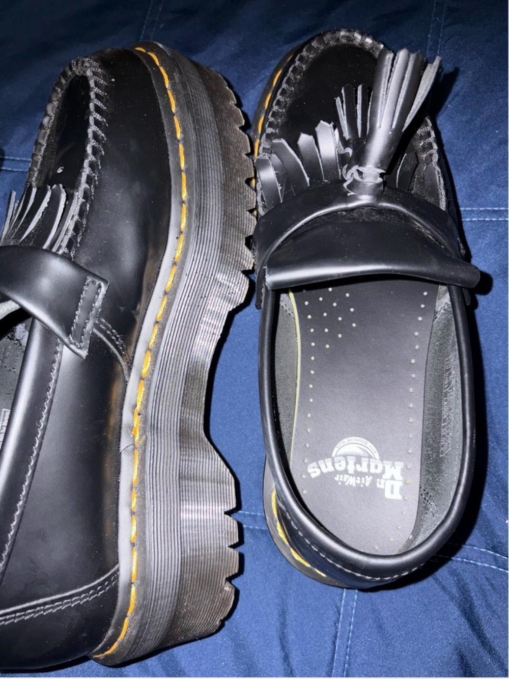 Dr. Martens Adrian Quad Black Tassel Loafers Platforms